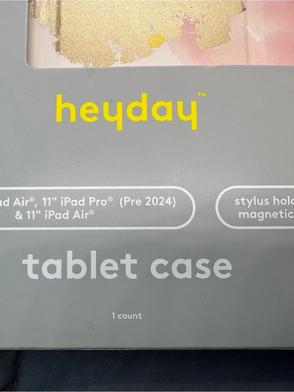 heyday Pink and Gold Watercolor Tablet Case for 10.9